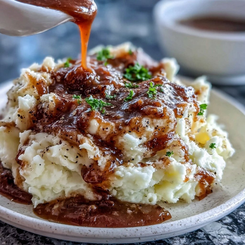 Mashed Potatoes With Creamy Beef Gravy