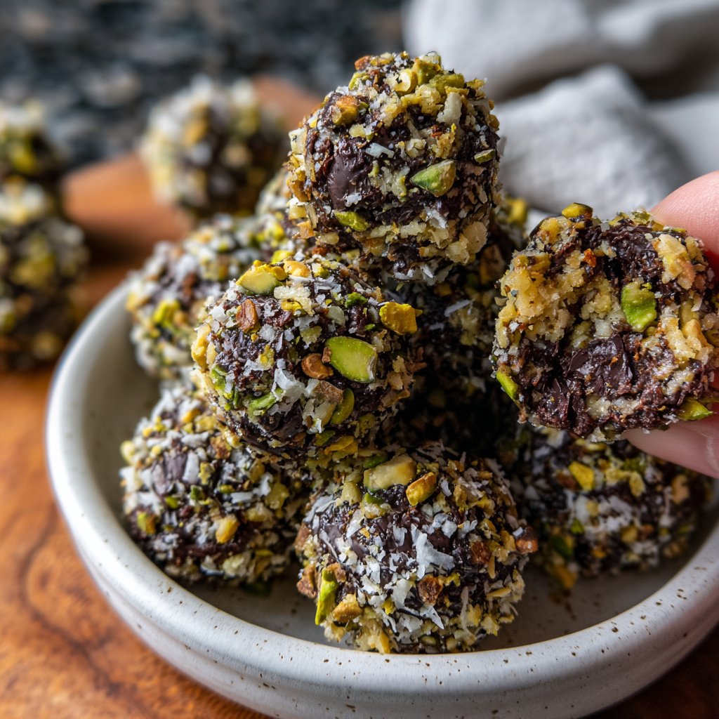 Chocolate Pistachio Coconut Bites