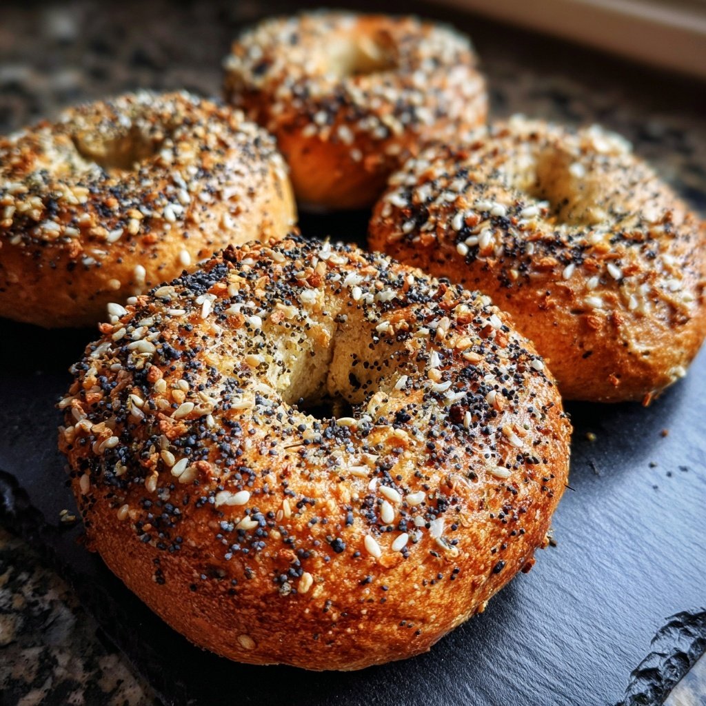 Protein Bagels With Everything Seasoning