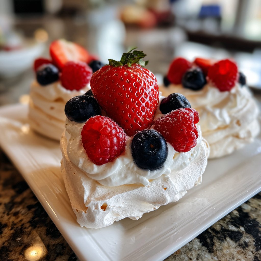 Mini Pavlova Hearts with Cream