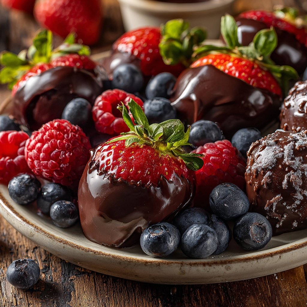 Valentines Charcuterie Board with Chocolate and Berries
