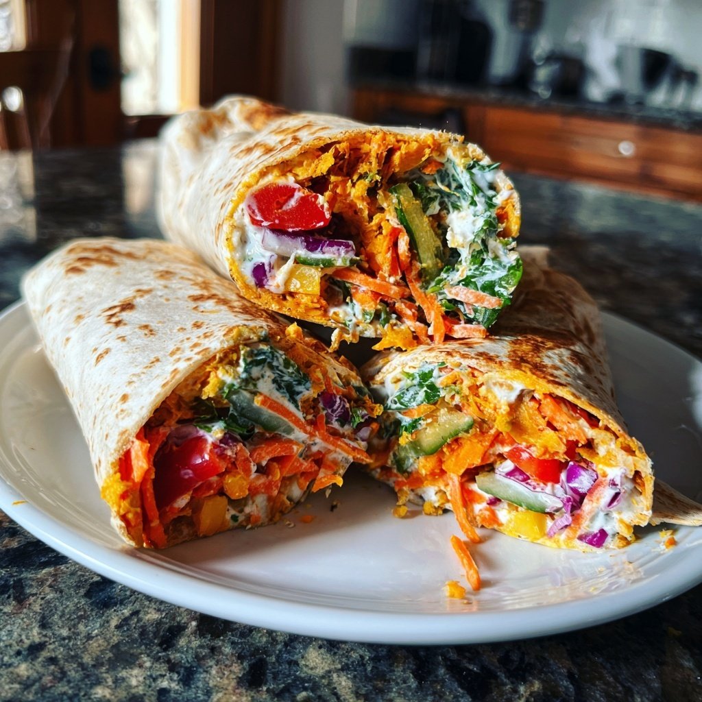 Roasted Sweet Potato Veggie Wraps