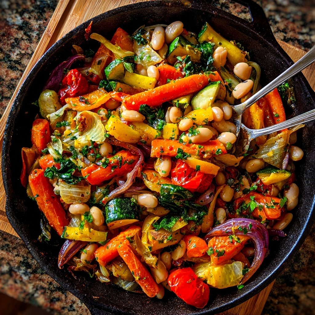 Roasted Veggie White Bean Skillet