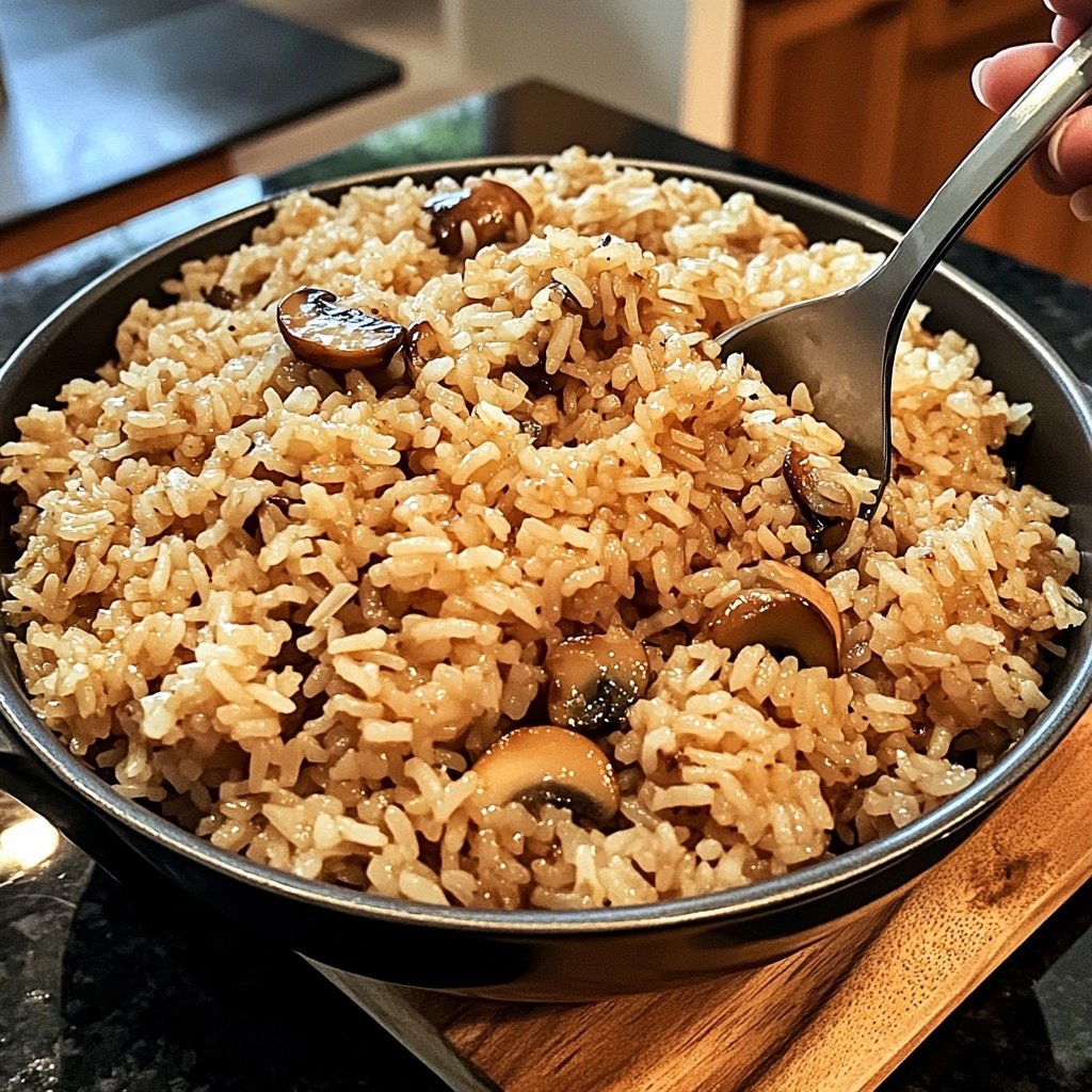 One Pot Soy Sauce Mushroom Rice