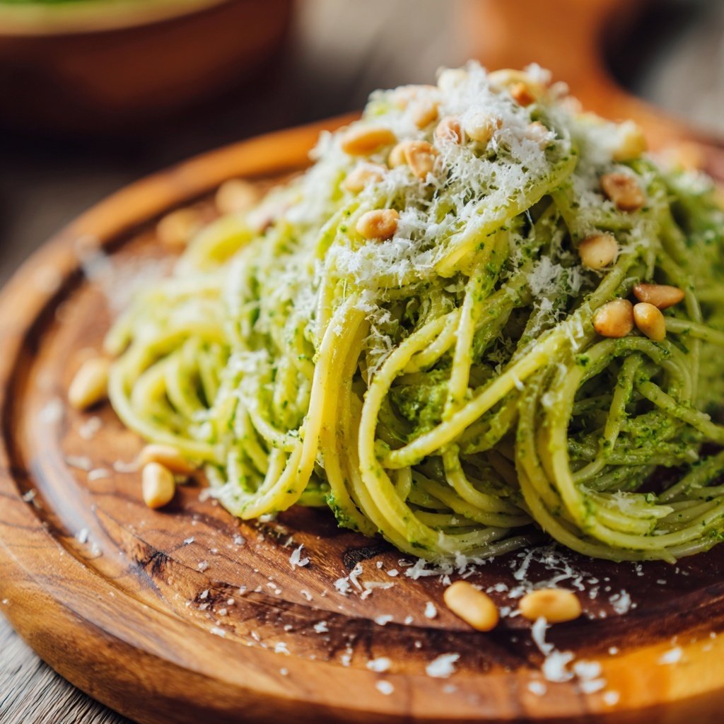 Angel Hair Pasta With Creamy Pesto