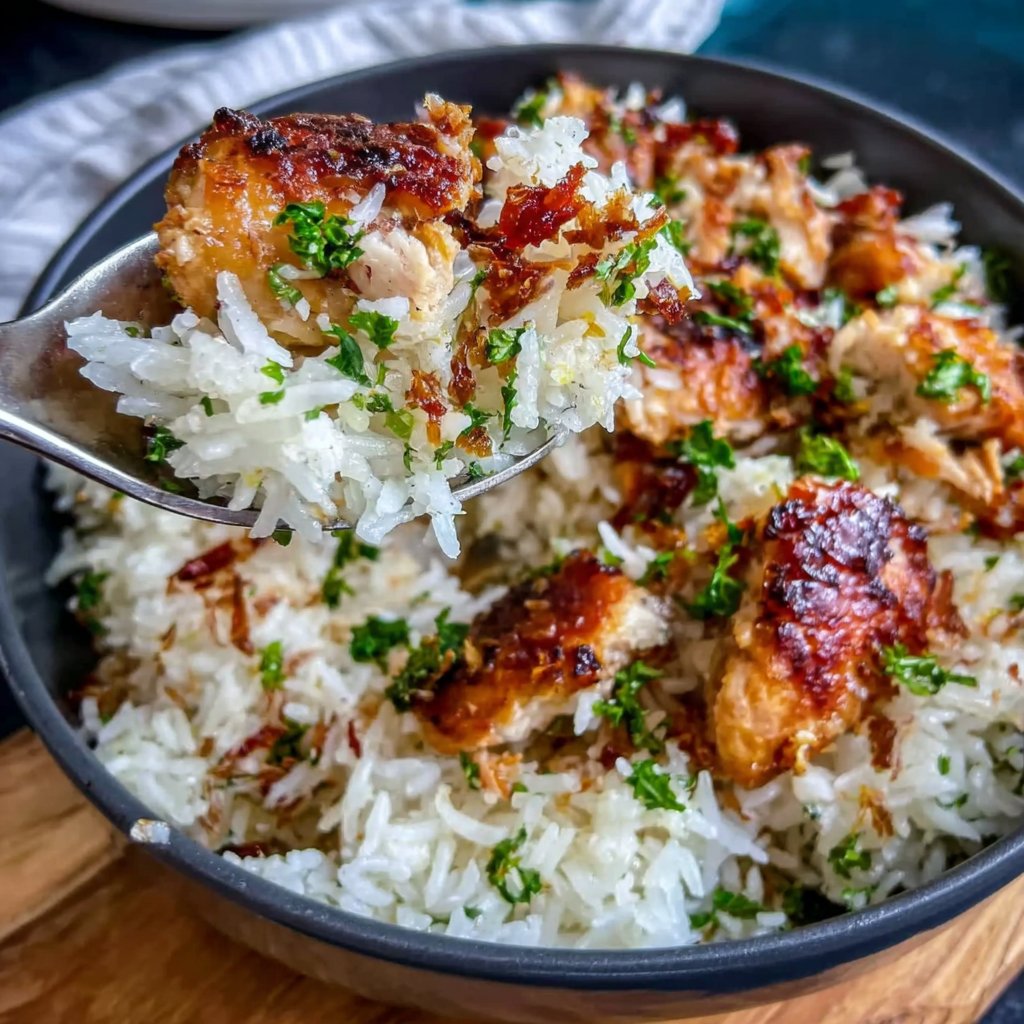 Lemon Garlic Chicken Rice Skillet
