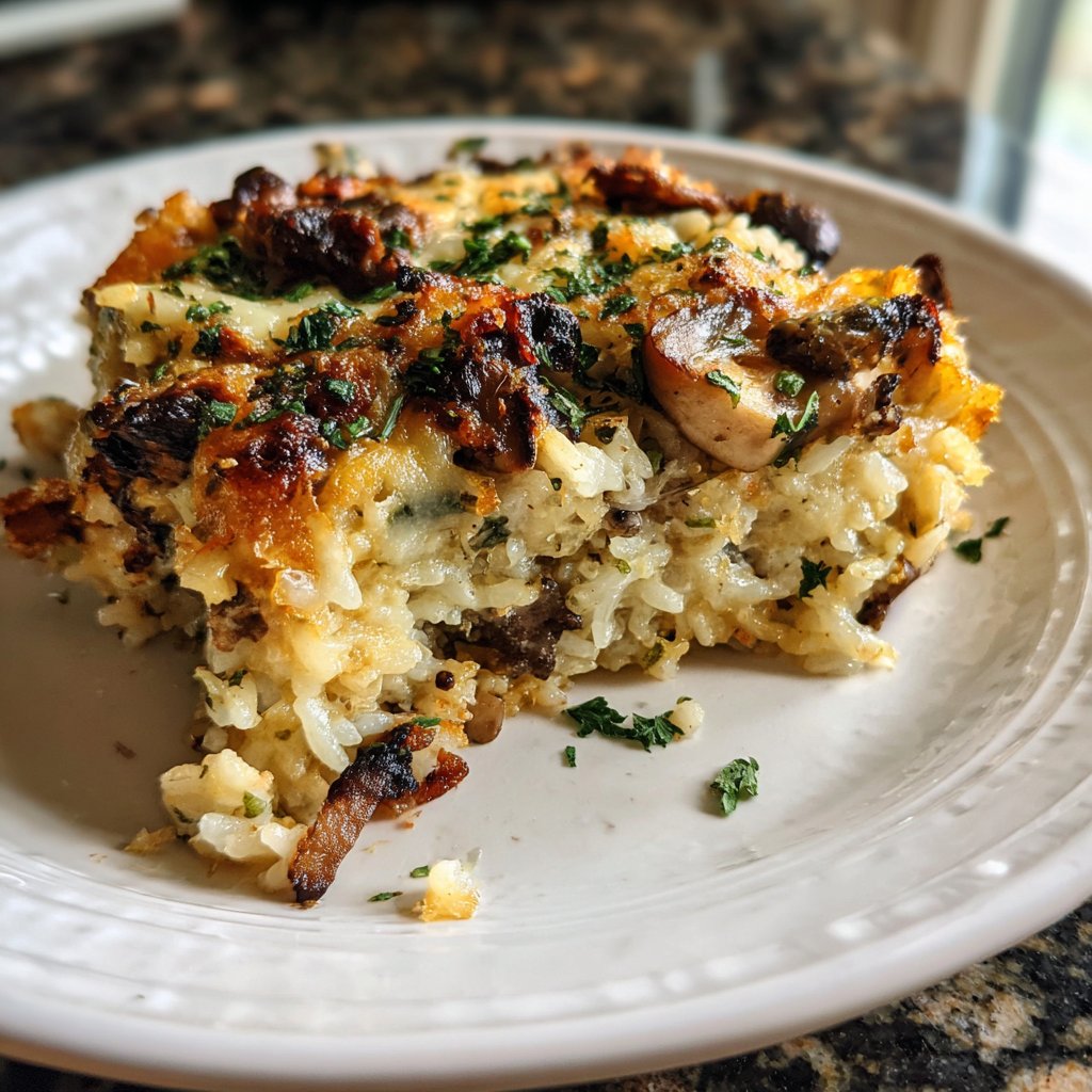 Sunday Creamy Mushroom Rice Bake