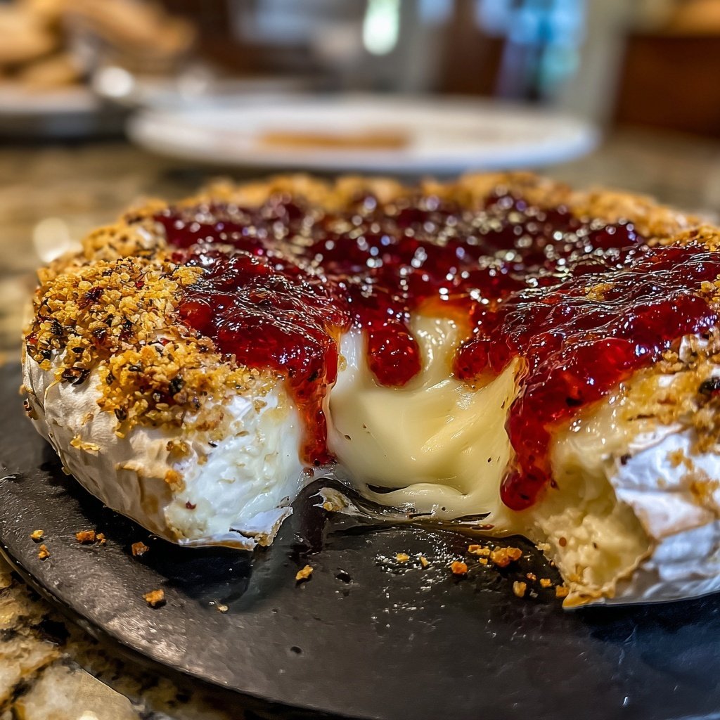 Baked Brie with Strawberry Preserves